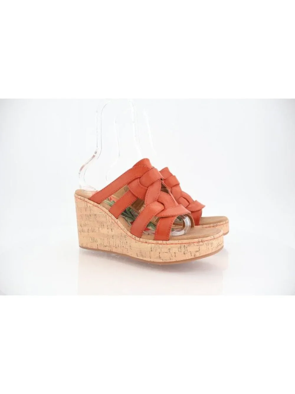 Born Womens Cora Sandal Size 10 Red Faux Leather Wedge Platform Mule Y2K Shoe
